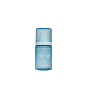 Blue bottle labeled 'sense' on a white background