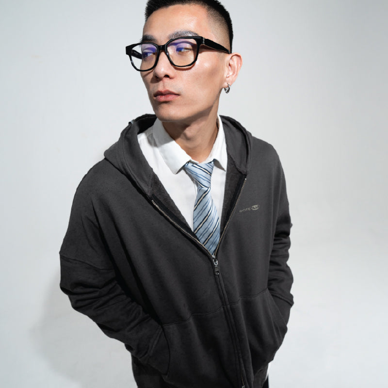 Two-Way Zip-Up Cropped Hoodie