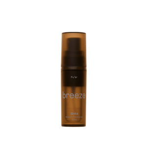 Brown bottle labeled 'breeze' on a white background